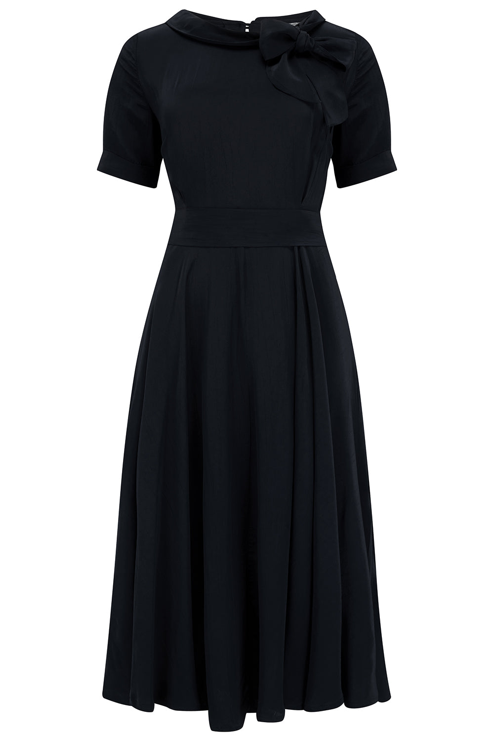 Cindy Dress in Black by The Seamstress Of Bloomsbury, Classic 1940s Vintage Inspired Style - True and authentic vintage style clothing, inspired by the Classic styles of CC41 , WW2 and the fun 1950s RocknRoll era, for everyday wear plus events like Goodwood Revival, Twinwood Festival and Viva Las Vegas Rockabilly Weekend Rock n Romance The Seamstress Of Bloomsbury