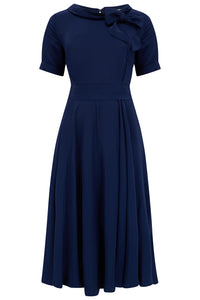 Cindy Dress in Navy Blue by The Seamstress Of Bloomsbury, Classic 1940s Vintage Inspired Style - True and authentic vintage style clothing, inspired by the Classic styles of CC41 , WW2 and the fun 1950s RocknRoll era, for everyday wear plus events like Goodwood Revival, Twinwood Festival and Viva Las Vegas Rockabilly Weekend Rock n Romance The Seamstress Of Bloomsbury