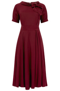 Cindy Dress in Wine by The Seamstress Of Bloomsbury, Classic 1940s Vintage Inspired Style - True and authentic vintage style clothing, inspired by the Classic styles of CC41 , WW2 and the fun 1950s RocknRoll era, for everyday wear plus events like Goodwood Revival, Twinwood Festival and Viva Las Vegas Rockabilly Weekend Rock n Romance The Seamstress Of Bloomsbury