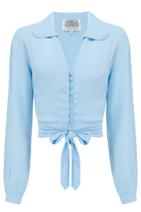 "Clarice" Blouse in Powder Blue, Classic 1940s Vintage Inspired Style - CC41, Goodwood Revival, Twinwood Festival, Viva Las Vegas Rockabilly Weekend Rock n Romance The Seamstress Of Bloomsbury