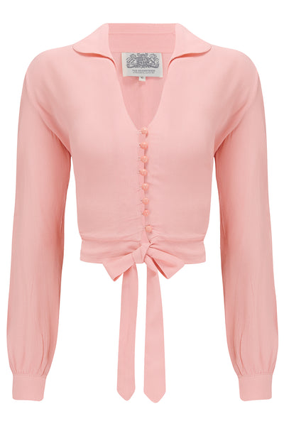 "Clarice" Long Sleeve Blouse in Blossom Pink, Classic 1940s CC41 Vintage Inspired Style - CC41, Goodwood Revival, Twinwood Festival, Viva Las Vegas Rockabilly Weekend Rock n Romance The Seamstress Of Bloomsbury