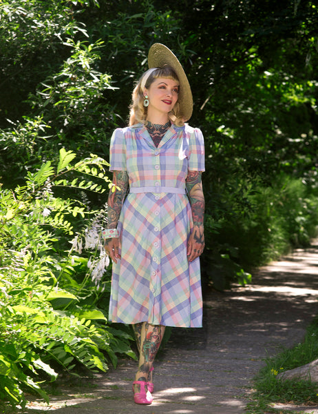 **Sample Sale** The "Charlene" Shirtwaister Dress in Summer Check Print, True & Authentic 1950s Vintage Style - True and authentic vintage style clothing, inspired by the Classic styles of CC41 , WW2 and the fun 1950s RocknRoll era, for everyday wear plus events like Goodwood Revival, Twinwood Festival and Viva Las Vegas Rockabilly Weekend Rock n Romance Rock n Romance