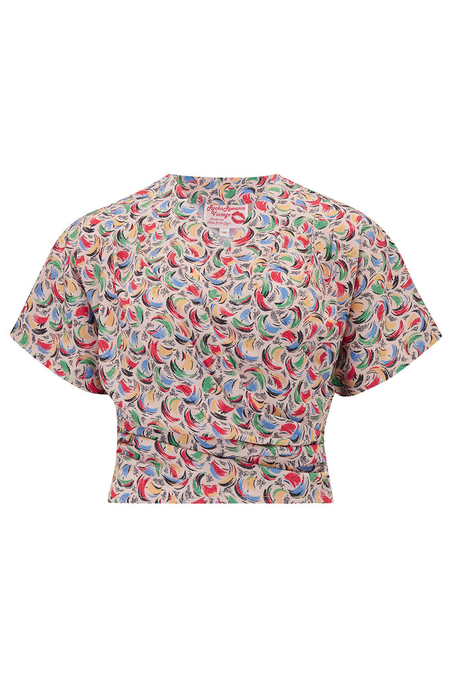 Rock N Romance Darla Long Sleeve 40s Wrap Blouse Wine main image 1