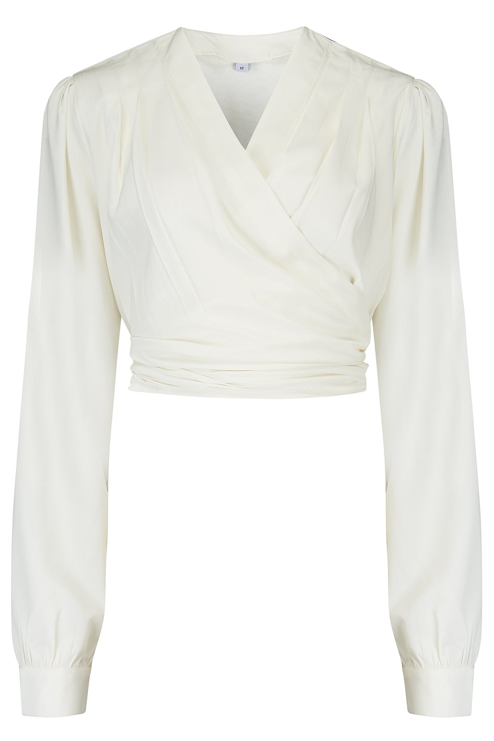 The "Darla" Long Sleeve Wrap Blouse in Antique White, True Vintage Style - True and authentic vintage style clothing, inspired by the Classic styles of CC41 , WW2 and the fun 1950s RocknRoll era, for everyday wear plus events like Goodwood Revival, Twinwood Festival and Viva Las Vegas Rockabilly Weekend Rock n Romance Rock n Romance