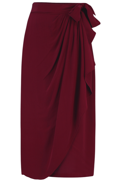 Deanna Sarong Skirt In Solid Wine, Classic & Authentic 1940s True Vintage Inspired Style - True and authentic vintage style clothing, inspired by the Classic styles of CC41 , WW2 and the fun 1950s RocknRoll era, for everyday wear plus events like Goodwood Revival, Twinwood Festival and Viva Las Vegas Rockabilly Weekend Rock n Romance The Seamstress Of Bloomsbury
