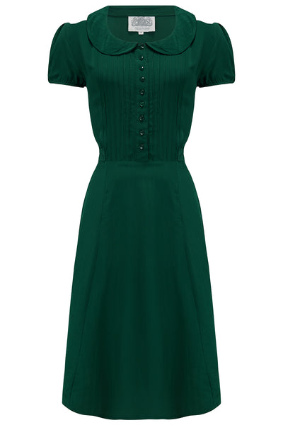 "Dorothy" Swing Dress in Green A Classic 1940s Inspired Vintage Style - True and authentic vintage style clothing, inspired by the Classic styles of CC41 , WW2 and the fun 1950s RocknRoll era, for everyday wear plus events like Goodwood Revival, Twinwood Festival and Viva Las Vegas Rockabilly Weekend Rock n Romance The Seamstress Of Bloomsbury