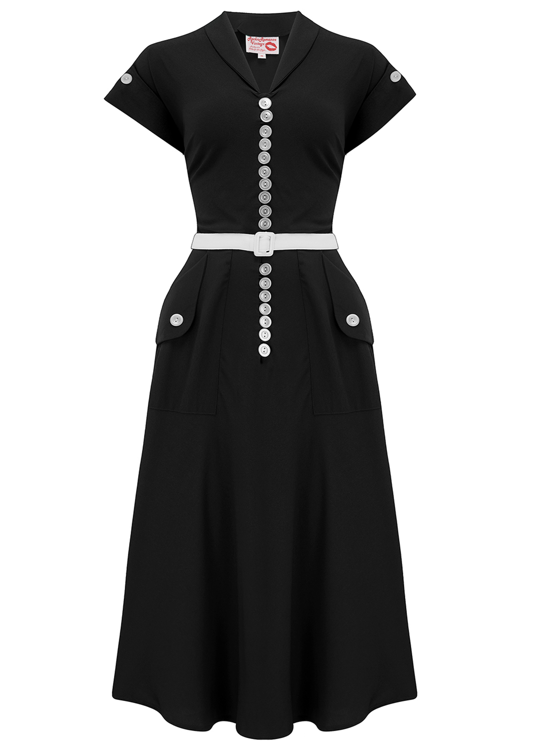 The "Casey" Dress in Solid Black, True & Authentic 1950s Vintage Style - True and authentic vintage style clothing, inspired by the Classic styles of CC41 , WW2 and the fun 1950s RocknRoll era, for everyday wear plus events like Goodwood Revival, Twinwood Festival and Viva Las Vegas Rockabilly Weekend Rock n Romance Rock n Romance