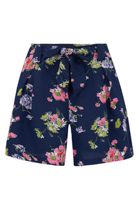 Emma vintage styled Tap Shorts in Navy Mayflower - True and authentic vintage style clothing, inspired by the Classic styles of CC41 , WW2 and the fun 1950s RocknRoll era, for everyday wear plus events like Goodwood Revival, Twinwood Festival and Viva Las Vegas Rockabilly Weekend Rock n Romance The Seamstress Of Bloomsbury