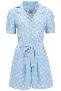 Emma Playsuit Powder Sky Blue Moonshine by The Seamstress of Bloomsbury, Classic 1940s Vintage Style - CC41, Goodwood Revival, Twinwood Festival, Viva Las Vegas Rockabilly Weekend Rock n Romance The Seamstress Of Bloomsbury