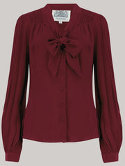 "Eva" Long Sleeve Blouse in wine Authentic & Classic 1940s Vintage Style