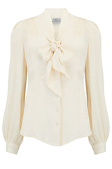 Eva Long Sleeve Blouse in Cream, Authentic & Classic 1940s Vintage Style