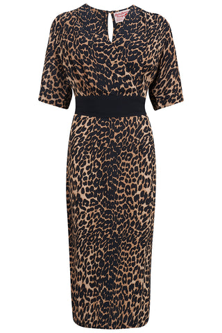 The “Evelyn" Wiggle Dress in Leopard Print, True Late 40s Early 50s Vintage Style - True and authentic vintage style clothing, inspired by the Classic styles of CC41 , WW2 and the fun 1950s RocknRoll era, for everyday wear plus events like Goodwood Revival, Twinwood Festival and Viva Las Vegas Rockabilly Weekend Rock n Romance Rock n Romance