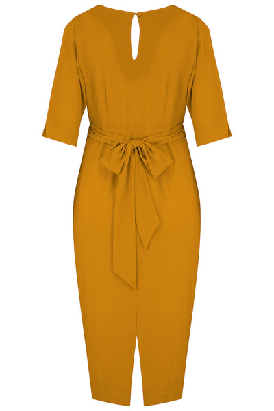 The “Evelyn" Wiggle Dress in Mustard, True Late 40s Early 50s Vintage Style - True and authentic vintage style clothing, inspired by the Classic styles of CC41 , WW2 and the fun 1950s RocknRoll era, for everyday wear plus events like Goodwood Revival, Twinwood Festival and Viva Las Vegas Rockabilly Weekend Rock n Romance Rock n Romance