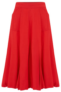 Fit & Flare Skirt in 40's Red , Authentic & Classic 1940's Vintage Inspired Style - True and authentic vintage style clothing, inspired by the Classic styles of CC41 , WW2 and the fun 1950s RocknRoll era, for everyday wear plus events like Goodwood Revival, Twinwood Festival and Viva Las Vegas Rockabilly Weekend Rock n Romance The Seamstress Of Bloomsbury