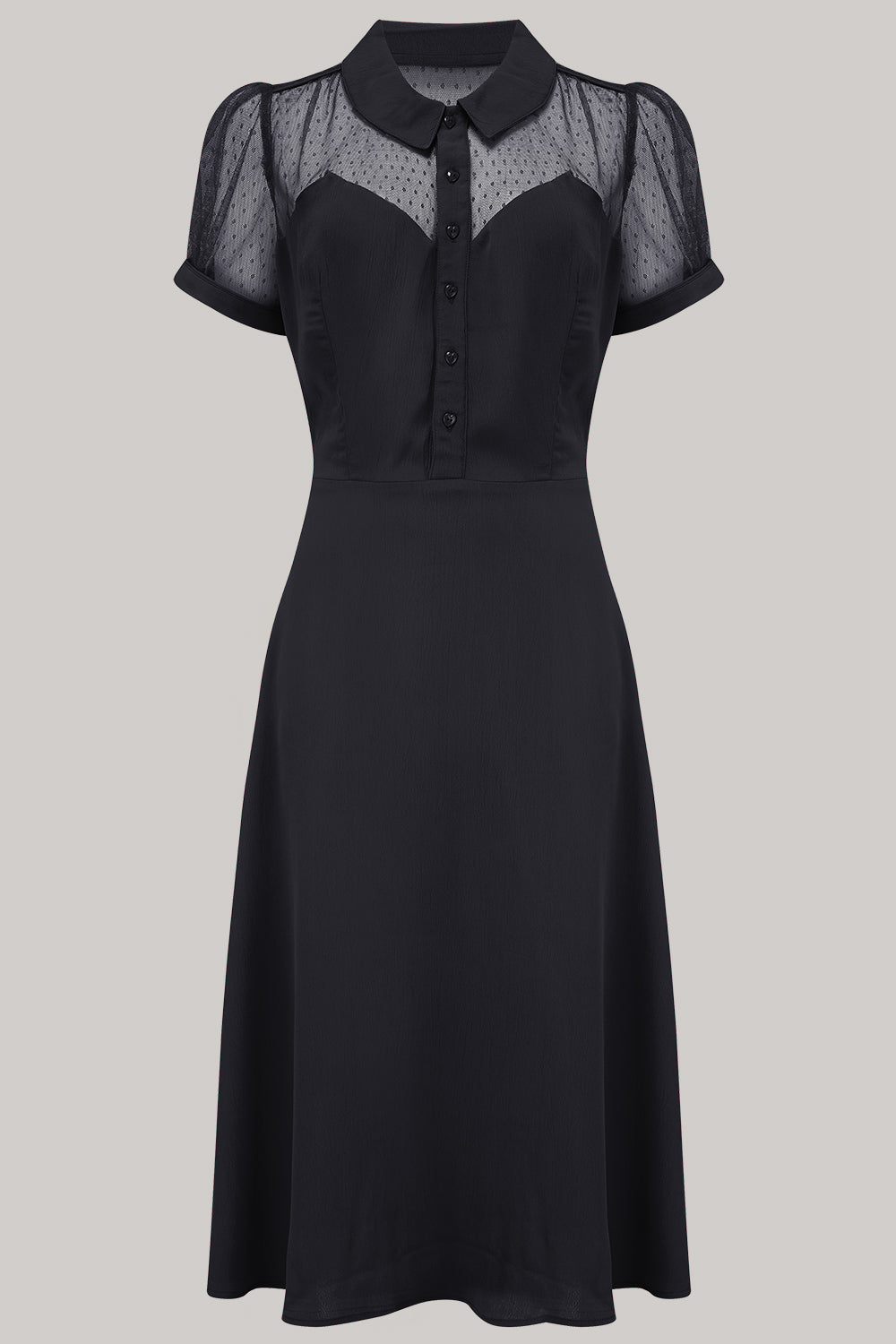 Florance Tea Dress in Black with Matching Black Lace Upper, Authentic 1940s True Vintage style 10 Florance Tea Dress in Black with Matching Black Lace Upper, Authentic 1940s True Vintage style 10