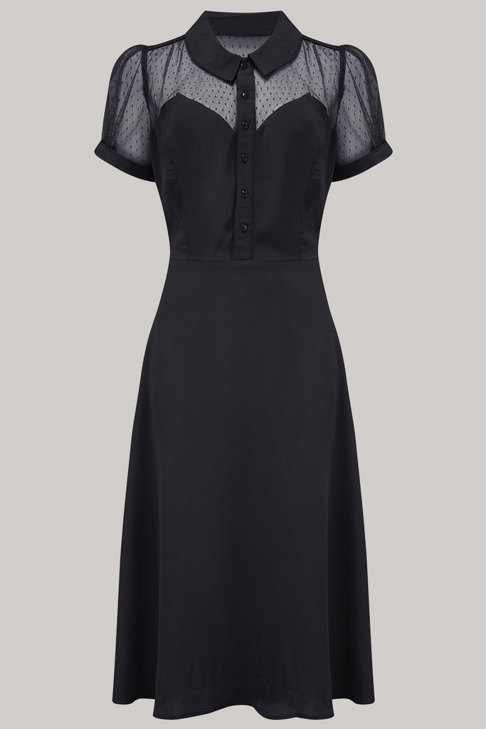 "Florance" Tea Dress in Black with matching Black Lace upper, Authenti