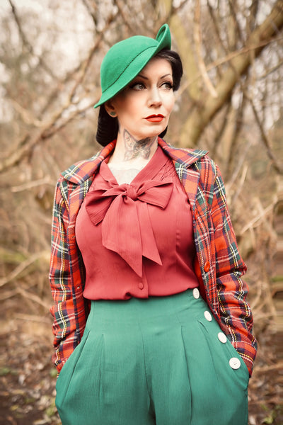 Short 40's "Nicki" Jacket Check in Green/Red Plaid, Authentic & Classic 1940s Vintage Inspired Style - CC41, Goodwood Revival, Twinwood Festival, Viva Las Vegas Rockabilly Weekend Rock n Romance The Seamstress Of Bloomsbury