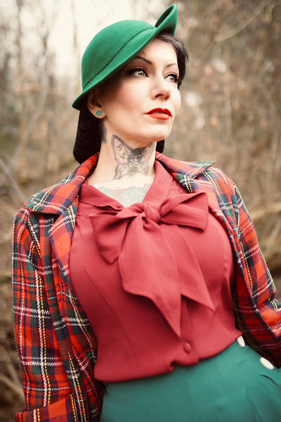 Short 40's "Nicki" Jacket Check in Green/Red Plaid, Authentic & Classic 1940s Vintage Inspired Style - CC41, Goodwood Revival, Twinwood Festival, Viva Las Vegas Rockabilly Weekend Rock n Romance The Seamstress Of Bloomsbury