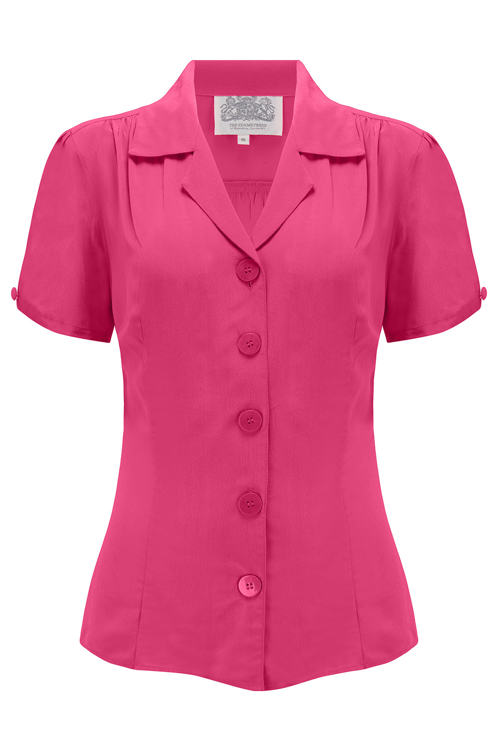 "Grace" Blouse in Raspberry Pink, Authentic & Classic 1940s Vintage Style