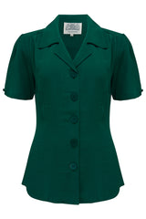 "Grace" Blouse in Hampton Green, Classic 1940s Vintage Style