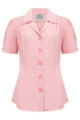 "Grace" Blouse in Blossom Pink, Classic 1940s Vintage Style