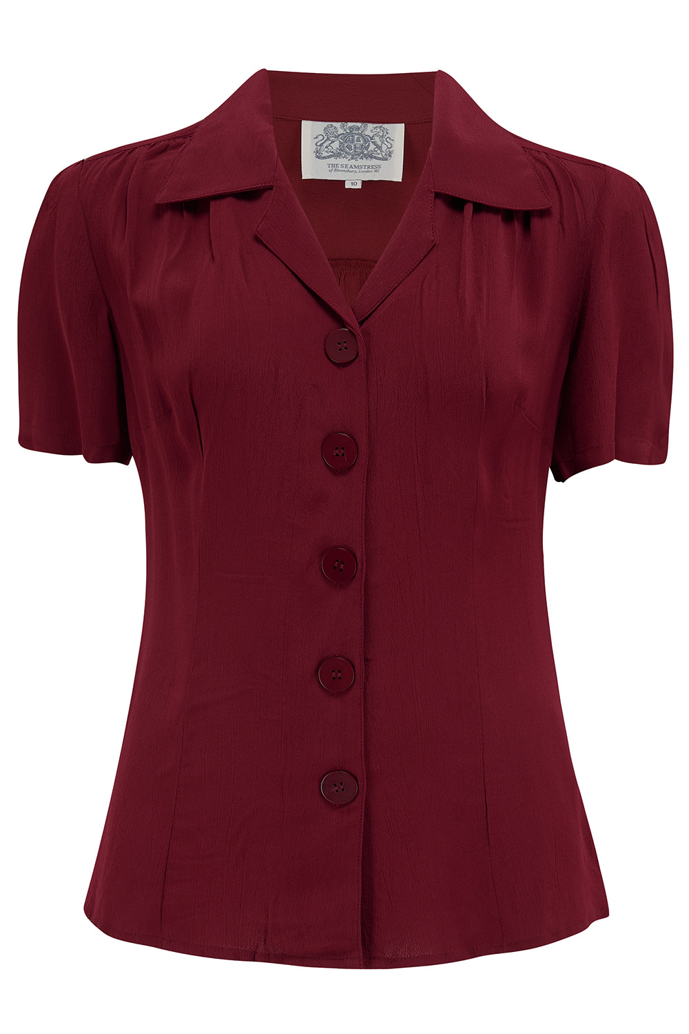 "Grace" Blouse in Wine, Authentic & Classic 1940s Vintage Style - True and authentic vintage style clothing, inspired by the Classic styles of CC41 , WW2 and the fun 1950s RocknRoll era, for everyday wear plus events like Goodwood Revival, Twinwood Festival and Viva Las Vegas Rockabilly Weekend Rock n Romance The Seamstress Of Bloomsbury