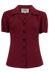 "Grace" Blouse in Wine, Authentic & Classic 1940s Vintage Style