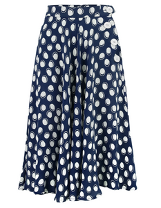 "Isabelle" Skirt in Navy Moonshine Spot, Classic & Authentic 1940s Vintage Inspired Style - True and authentic vintage style clothing, inspired by the Classic styles of CC41 , WW2 and the fun 1950s RocknRoll era, for everyday wear plus events like Goodwood Revival, Twinwood Festival and Viva Las Vegas Rockabilly Weekend Rock n Romance The Seamstress Of Bloomsbury