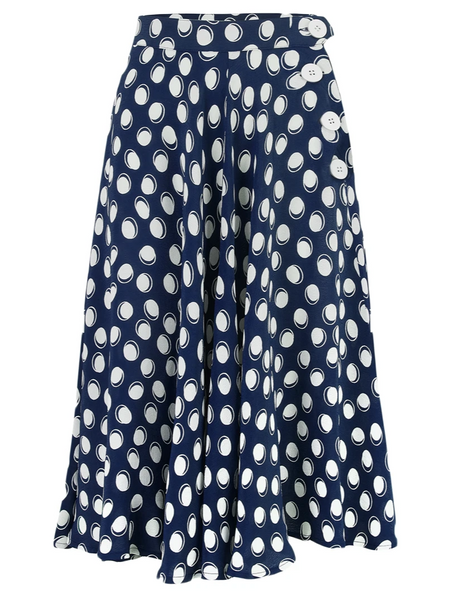 "Isabelle" Skirt in Navy Moonshine Spot, Classic & Authentic 1940s Vintage Inspired Style - CC41, Goodwood Revival, Twinwood Festival, Viva Las Vegas Rockabilly Weekend Rock n Romance The Seamstress Of Bloomsbury