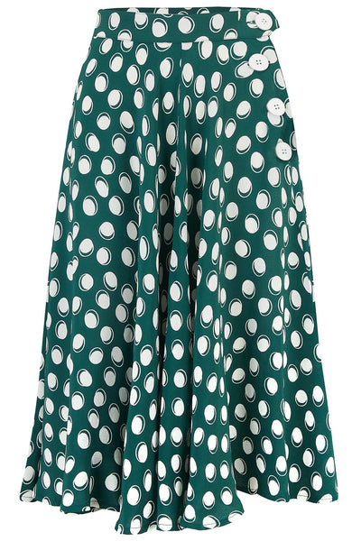 "Isabelle" Skirt in Green Moonshine Spot, Classic & Authentic 1940s Vintage Inspired Style - True and authentic vintage style clothing, inspired by the Classic styles of CC41 , WW2 and the fun 1950s RocknRoll era, for everyday wear plus events like Goodwood Revival, Twinwood Festival and Viva Las Vegas Rockabilly Weekend Rock n Romance The Seamstress Of Bloomsbury
