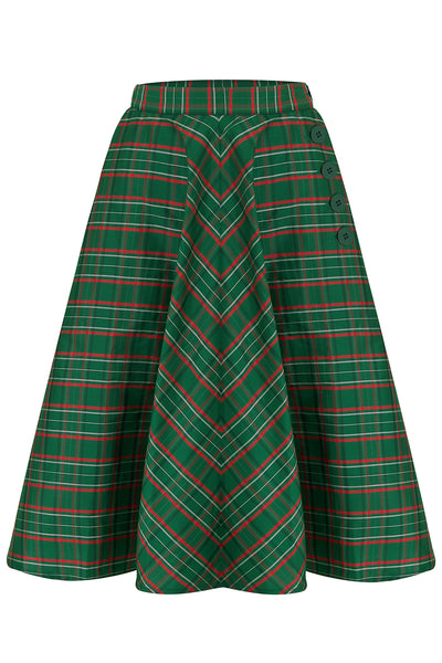 "Isabelle" Skirt in Green Taffeta Tartan, Classic & Authentic 1940s Vintage Inspired Style - CC41, Goodwood Revival, Twinwood Festival, Viva Las Vegas Rockabilly Weekend Rock n Romance The Seamstress Of Bloomsbury