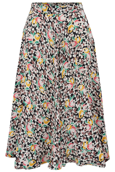 Isabelle" Skirt in Tulip print , Classic & Authentic 1940s Vintage Inspired Style - True and authentic vintage style clothing, inspired by the Classic styles of CC41 , WW2 and the fun 1950s RocknRoll era, for everyday wear plus events like Goodwood Revival, Twinwood Festival and Viva Las Vegas Rockabilly Weekend Rock n Romance The Seamstress Of Bloomsbury