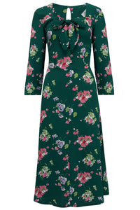 Joyce 1940s Day Dress in Green Mayflower Print , Authentic true vintage style - True and authentic vintage style clothing, inspired by the Classic styles of CC41 , WW2 and the fun 1950s RocknRoll era, for everyday wear plus events like Goodwood Revival, Twinwood Festival and Viva Las Vegas Rockabilly Weekend Rock n Romance The Seamstress Of Bloomsbury
