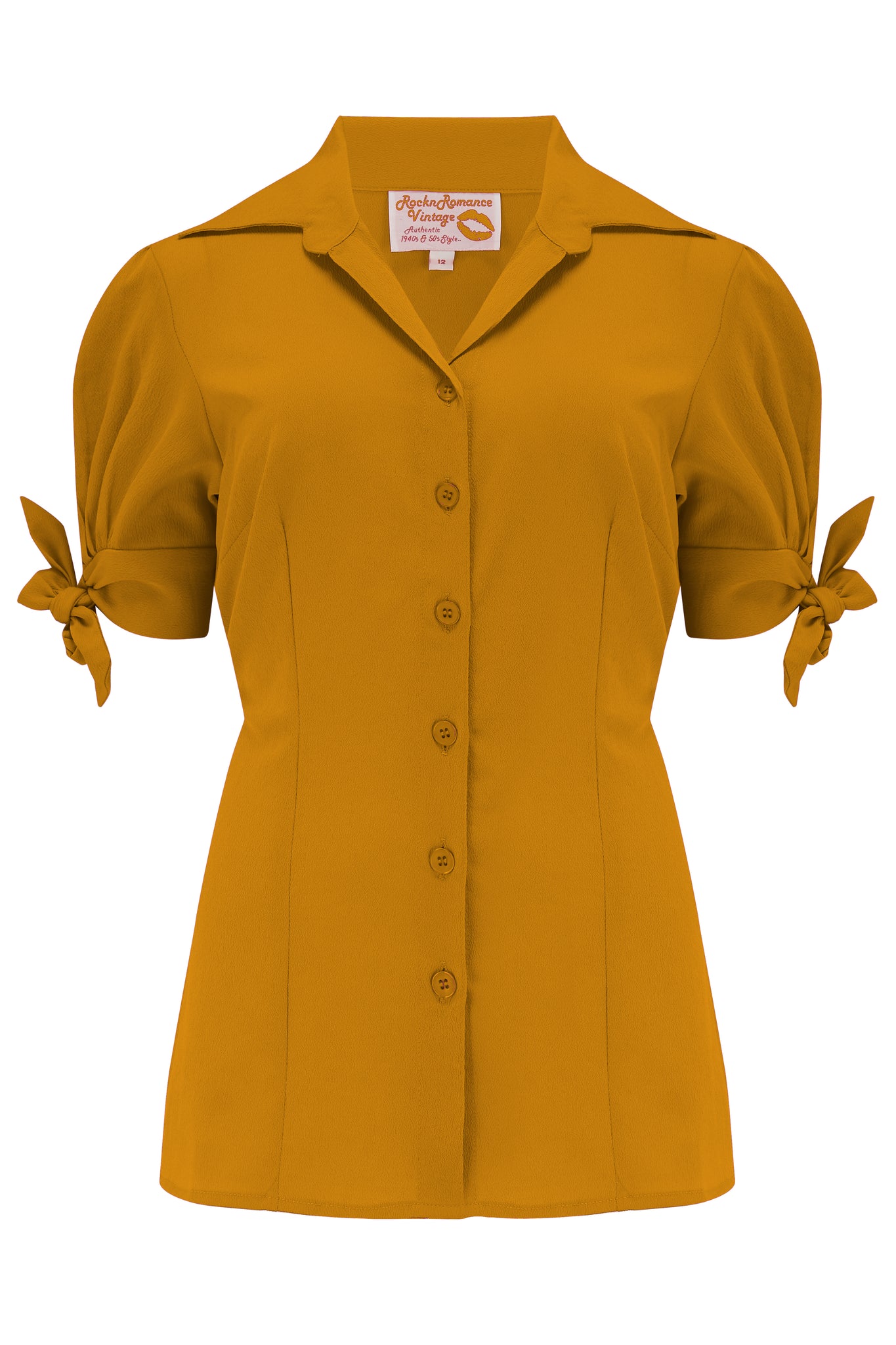 **Sample Sale** The "Jane" Blouse in Solid Mustard, True & Authentic 1950s Vintage Style - Clothing and outfit Styles for Goodwood Revival and Viva Las Vegas Rockabilly Weekend
