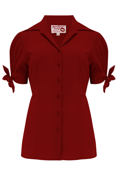 **Sample Sale** The "Jane" Blouse in Solid Wine, True & Authentic 1950s Vintage Style - True and authentic vintage style clothing, inspired by the Classic styles of CC41 , WW2 and the fun 1950s RocknRoll era, for everyday wear plus events like Goodwood Revival, Twinwood Festival and Viva Las Vegas Rockabilly Weekend Rock n Romance Rock n Romance