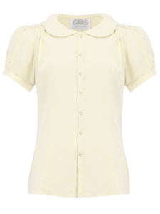 "Jive" Short Sleeve Blouse in Cream, Classic 1940s Vintage Inspired Style - True and authentic vintage style clothing, inspired by the Classic styles of CC41 , WW2 and the fun 1950s RocknRoll era, for everyday wear plus events like Goodwood Revival, Twinwood Festival and Viva Las Vegas Rockabilly Weekend Rock n Romance The Seamstress Of Bloomsbury