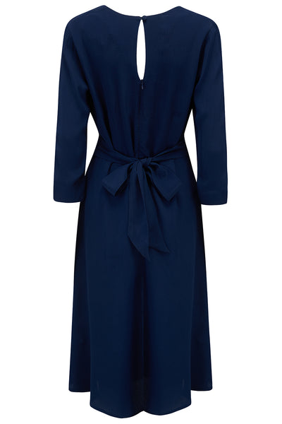 Joyce 1940s Day Dress in Navy Blue, Authentic true vintage style – Rock ...