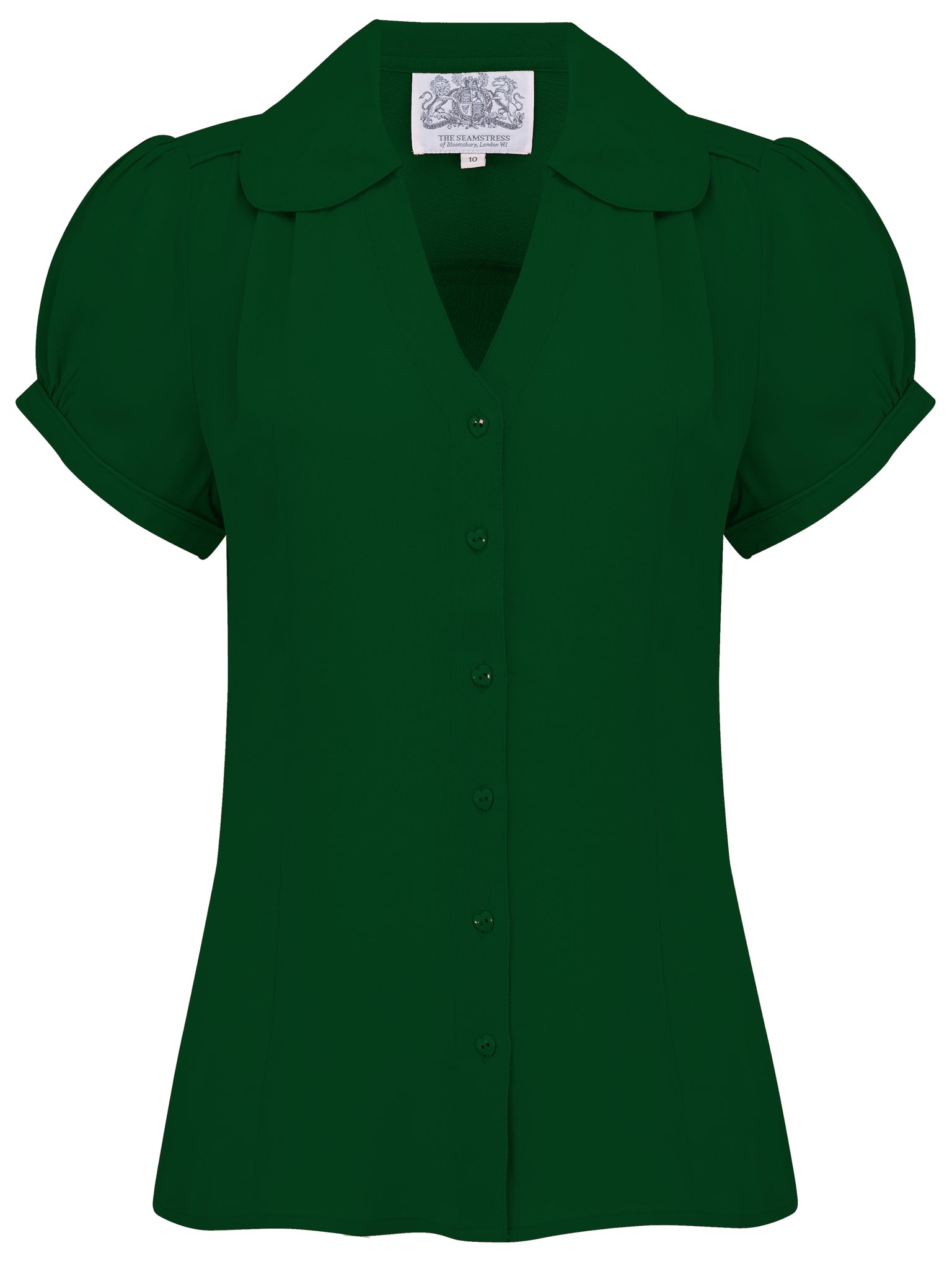 "Judy" Blouse in Green, Classic 1940s Vintage Style - True and authentic vintage style clothing, inspired by the Classic styles of CC41 , WW2 and the fun 1950s RocknRoll era, for everyday wear plus events like Goodwood Revival, Twinwood Festival and Viva Las Vegas Rockabilly Weekend Rock n Romance The Seamstress Of Bloomsbury