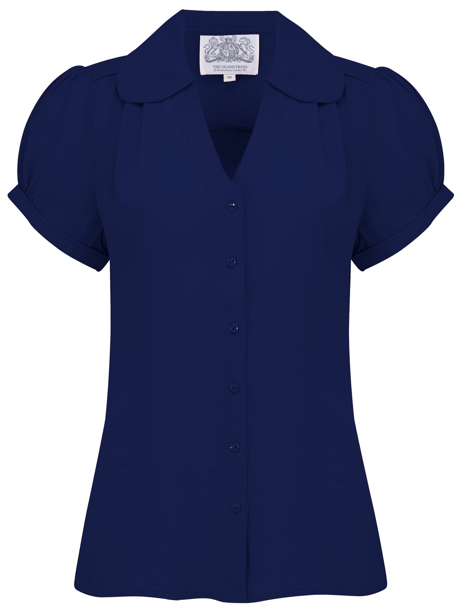 "Judy" Blouse in Navy, Classic 1940s Vintage Style - True and authentic vintage style clothing, inspired by the Classic styles of CC41 , WW2 and the fun 1950s RocknRoll era, for everyday wear plus events like Goodwood Revival, Twinwood Festival and Viva Las Vegas Rockabilly Weekend Rock n Romance The Seamstress Of Bloomsbury