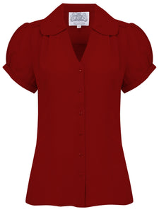 "Judy" Blouse in Wine, Classic 1940s Vintage Style - True and authentic vintage style clothing, inspired by the Classic styles of CC41 , WW2 and the fun 1950s RocknRoll era, for everyday wear plus events like Goodwood Revival, Twinwood Festival and Viva Las Vegas Rockabilly Weekend Rock n Romance The Seamstress Of Bloomsbury