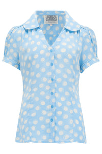 "Judy" Blouse in Sky Blue Moon, Classic & Authentic 1940s Vintage Inspired - CC41, Goodwood Revival, Twinwood Festival, Viva Las Vegas Rockabilly Weekend Rock n Romance The Seamstress Of Bloomsbury