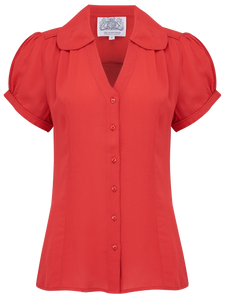 "Judy" Blouse in Red, Classic & Authentic 1940s Vintage Inspired Style - CC41, Goodwood Revival, Twinwood Festival, Viva Las Vegas Rockabilly Weekend Rock n Romance The Seamstress Of Bloomsbury