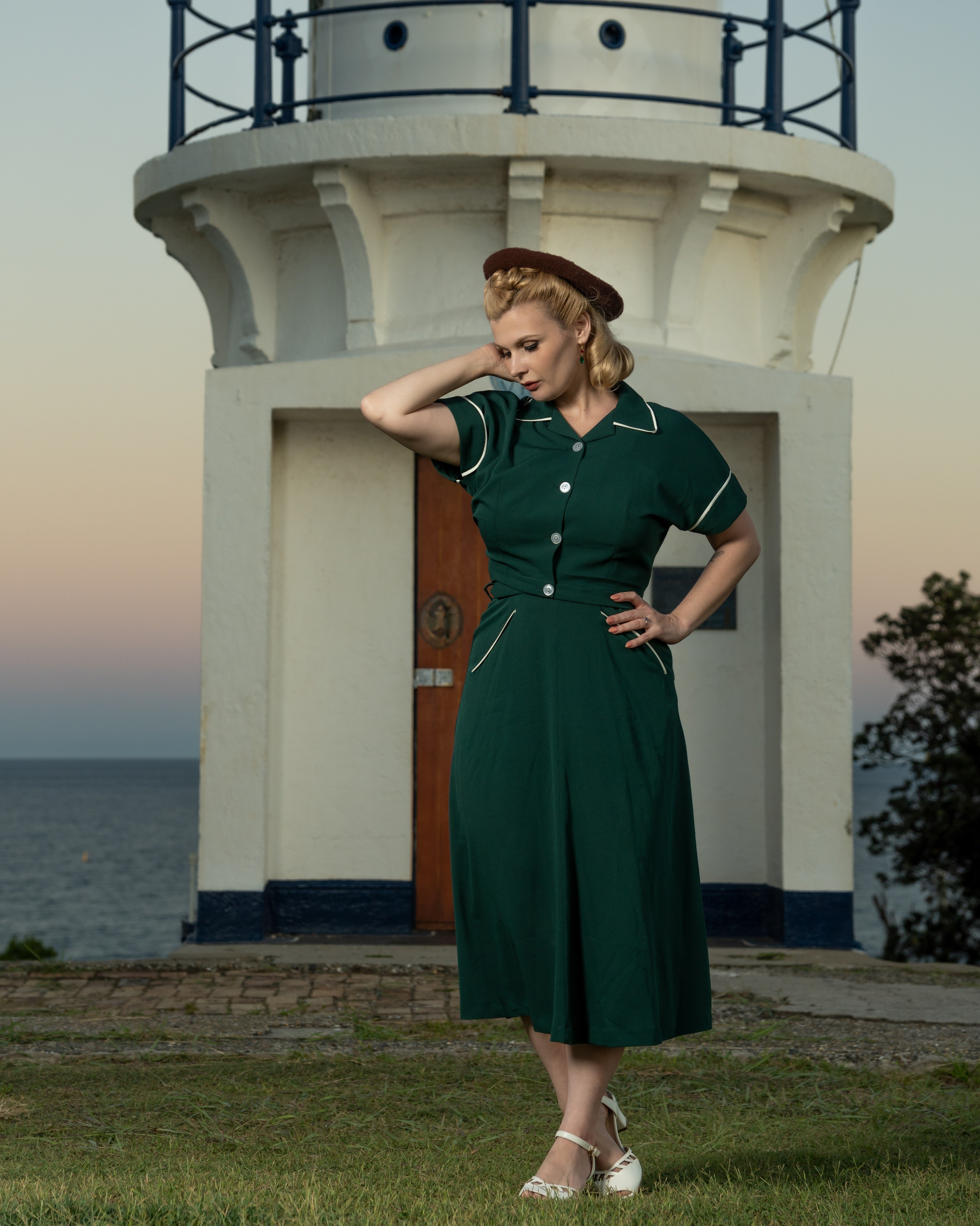 The Lucille 2pc Sweetheart Dress & Bolero Set In Green with Ivory Contrast, True Late 1940s - Early 50s Vintage Style 10 The Lucille 2pc Sweetheart Dress & Bolero Set In Green with Ivory Contrast, True Late 1940s - Early 50s Vintage Style 10