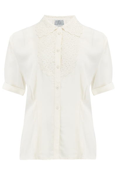 Lacey Blouse in Cream, Authentic & Classic 1940s Vintage Style - CC41, Goodwood Revival, Twinwood Festival, Viva Las Vegas Rockabilly Weekend Rock n Romance The Seamstress Of Bloomsbury