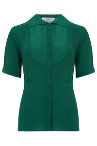 Lacey Blouse in Green , Authentic & Classic 1940s True Vintage Style - CC41, Goodwood Revival, Twinwood Festival, Viva Las Vegas Rockabilly Weekend Rock n Romance The Seamstress Of Bloomsbury