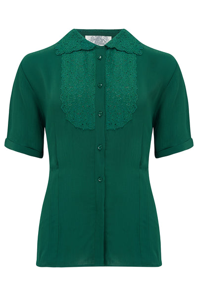 Lacey Blouse in Green , Authentic & Classic 1940s True Vintage Style - True and authentic vintage style clothing, inspired by the Classic styles of CC41 , WW2 and the fun 1950s RocknRoll era, for everyday wear plus events like Goodwood Revival, Twinwood Festival and Viva Las Vegas Rockabilly Weekend Rock n Romance The Seamstress Of Bloomsbury