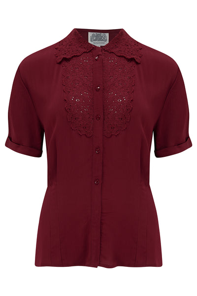 Lacey Blouse in Wine , Authentic & Classic 1940s True Vintage Style - CC41, Goodwood Revival, Twinwood Festival, Viva Las Vegas Rockabilly Weekend Rock n Romance The Seamstress Of Bloomsbury