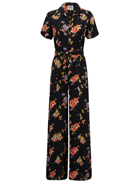 "Lauren" Siren Suit in Mayflower Plrint, Classic 1940s Vintage Holywood Style Inspired - CC41, Goodwood Revival, Twinwood Festival, Viva Las Vegas Rockabilly Weekend Rock n Romance The Seamstress Of Bloomsbury