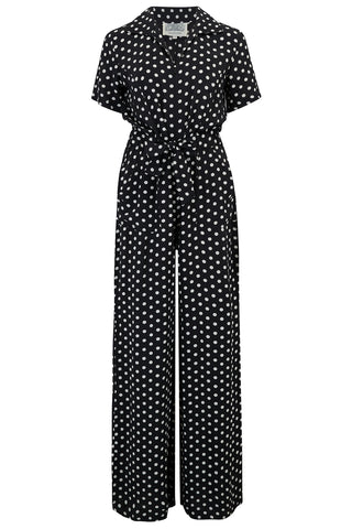 "Lauren" Siren Suit in Black Polka Dot, Authentic & Classic 1940s Style - CC41, Goodwood Revival, Twinwood Festival, Viva Las Vegas Rockabilly Weekend Rock n Romance The Seamstress Of Bloomsbury