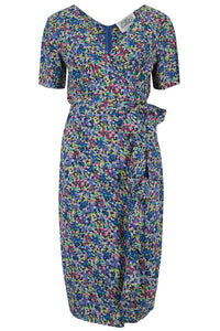 "Lilian" Dress in Pansy Print, Classic & Authentic 1940s Vintage Style - True and authentic vintage style clothing, inspired by the Classic styles of CC41 , WW2 and the fun 1950s RocknRoll era, for everyday wear plus events like Goodwood Revival, Twinwood Festival and Viva Las Vegas Rockabilly Weekend Rock n Romance The Seamstress Of Bloomsbury